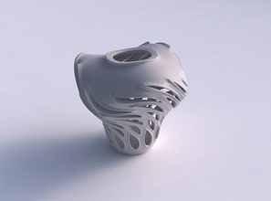vase mit ausgestelltem glatt extrudiert Schnitte wellig top Haus abgefackelt Dekor 3d print model - Mito3D