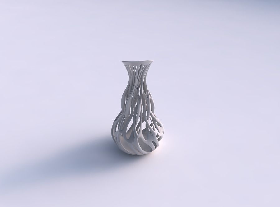 vase flared thin neck twisted branches eccentric house decor 3D print model - Mito3D