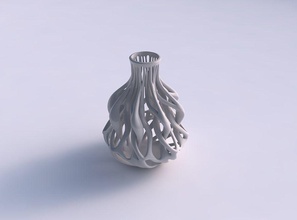 vaso svasato collo sottile rami contorti spremuto casa il svasata twisted i arredamento 3d print model - Mito3D