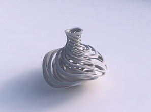 vase mit ausgestelltem twisted innere Breite äußere Linien, sehr verdrehte tapered-2 wellig Haus abgefackelt breit äußeren Linien verjüngt werden 2 Dekor 3d print model - Mito3D