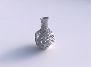 vase mit ausgestelltem twisted innere Breite äußere Linien, sehr verdrehte tapered wellig Haus abgefackelt breit äußeren Linien verjüngt werden Dekor 3d print model - Mito3D