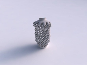 vase mit ausgestelltem twisted-kleine glatte Schnitte von scharfen Kanten extrudiert top exzentrisch Haus abgefackelt twisted klein glatt scharf Exzenter Dekor 3d print model - Mito3D