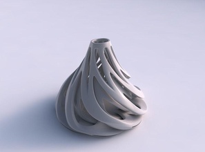vase gourde tordu intérieure extérieure lignes tordues conique 2 ondulée maison flacon externe les ondulé décor 3d print model - Mito3D