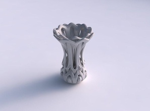 Vase Blume Trichter abgeschrägt Verflechtung Linien verjüngt 2 Haus Dekor 3d print model - Mito3D
