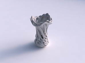 vase flower funnel beveled intertwining lines twisted tapered 2 wavy house decor 3d print model - Mito3D