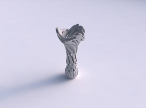 vaso de flor funil chanfrado entrelaçamento linhas torcida cônico ondulado a casa decoração 3d print model - Mito3D