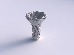vaso de flor funil chanfrado entrelaçamento linhas torcida a casa decoração 3d print model - Mito3D