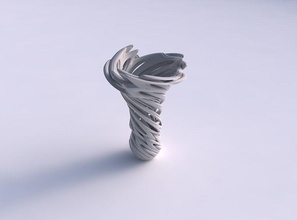 vaso de flor funil chanfrado entrelaçamento linhas muito torcido ondulado a casa torcida decoração 3d print model - Mito3D
