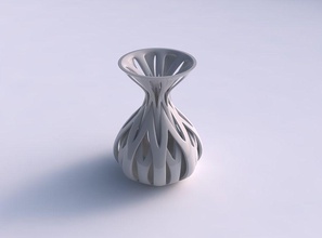 vazo huni üst oval alt karışımı çizgiler 2 konik ev iç içe geçmiş dekor 3d print model - Mito3D