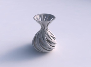 vase funnel top oval bottom intertwining lines twisted tapered 2 house decor 3d print model - Mito3D