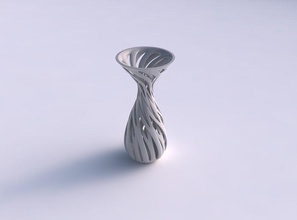 vase funnel top oval bottom intertwining lines twisted tapered house decor 3d print model - Mito3D