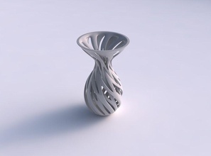 vaso funil superior oval inferior entrelaçamento de linhas torcida a casa topo decoração 3d print model - Mito3D