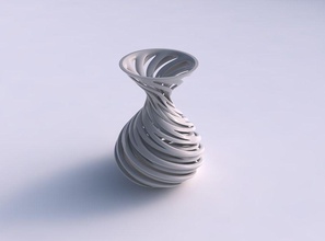 vazo huni üst oval alt karışımı çizgiler çok 2 konik bükülmüş ev iç içe geçmiş dekor 3d print model - Mito3D