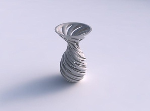 vaso funil superior oval inferior entrelaçamento de linhas muito torcidos a casa topo torcida decoração 3d print model - Mito3D