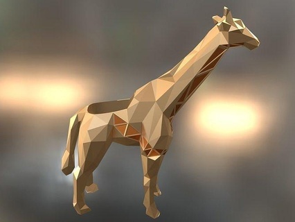 vaso girafa animal poli polígono poligonal pobre mamífero Fazenda brinquedo estátua impressão 3dprint imprimível Voronoi contemporâneo natureza fofa cinzeiro ilustração arte esculturas 3d print model - Mito3D