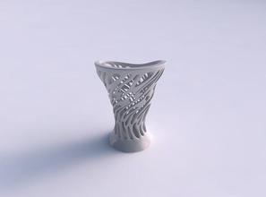 vase Glas geformte, große öffnung glatte Schnitte exzentrisch Haus geformt breit Eröffnung glatt Exzenter Dekor 3d print model - Mito3D