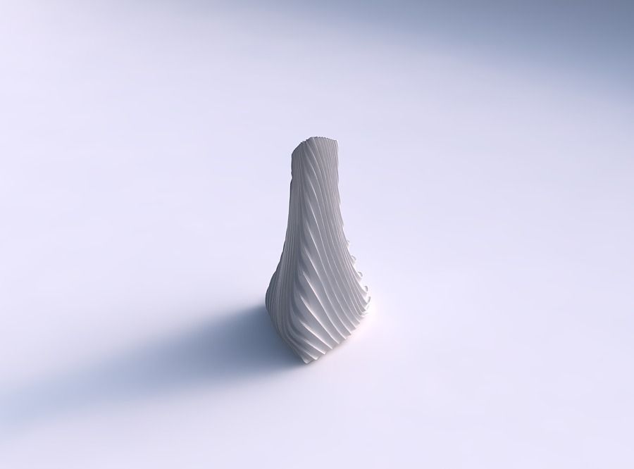 vase geerdet gekippt Dreieck wellenförmigen, extrudierten Linien 2 Haus ist wellig extrudiert Gericht Dekor architektonische Dekoration 3D print model - Mito3D