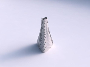 vase grounded triangle horizontal wavy layers house decor 3d print model - Mito3D