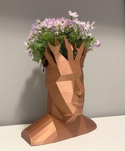 florero cabeza malla flor escuela politécnica escultura arte flora planta maceta menaje casa decoración 3d print model - Mito3D