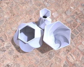 vaso hexágono 3 tipos a casa vasos 3d imprimir hexa barato de alta qualidade decoração decorativos recipiente utilidades domésticas printable urna jar jarro pote 3d print model - Mito3D