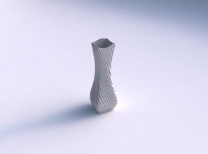 vase größer öffnung rechteck gebogen extrudiert linien 3 gericht dekor architektonisch dekoration haus 3d print model - Mito3D