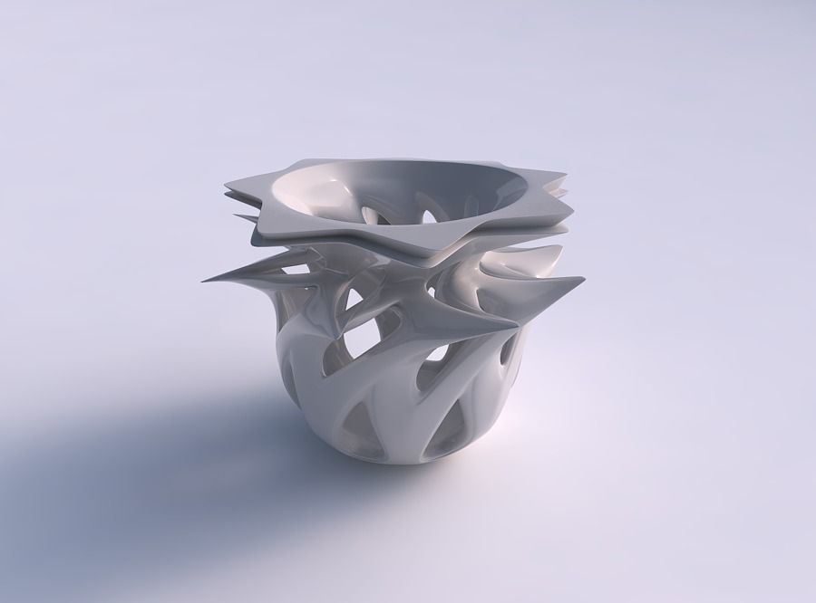 vazo lotus düzgün kesim üst bölüm eksantrik sıkılmış ev pürüzsüz keser dekor 3D print model - Mito3D