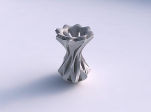 vase lotus two layerd smooth cuts widened house decor 3d print model - Mito3D