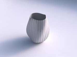 vazo düşük hacimli helix 2 dikey çizgiler çekilmiş hantal ev dekor 3d print model - Mito3D