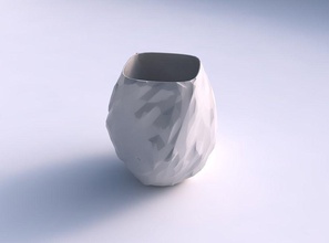 vase low bulky helix low-polygon bulges house polygon decor 3d print model - Mito3D