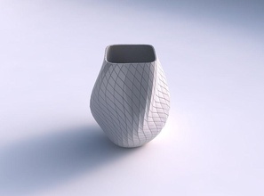 vase bulky helix twisted diagonal grid plates house decor 3d print model - Mito3D