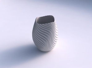 vazo düşük hacimli helix 2 dalgalı çizgiler çekilmiş ev hantal dekor 3d print model - Mito3D