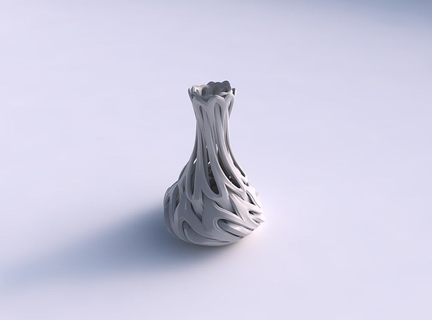 vaso limitar esférico chanfrado entrelaçando linhas torcido cônico 2 ondulado casa decoração 3d print model - Mito3D