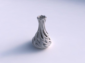 vase narrow spherical bottom beveled intertwining lines twisted tapered 2 house decor 3d print model - Mito3D