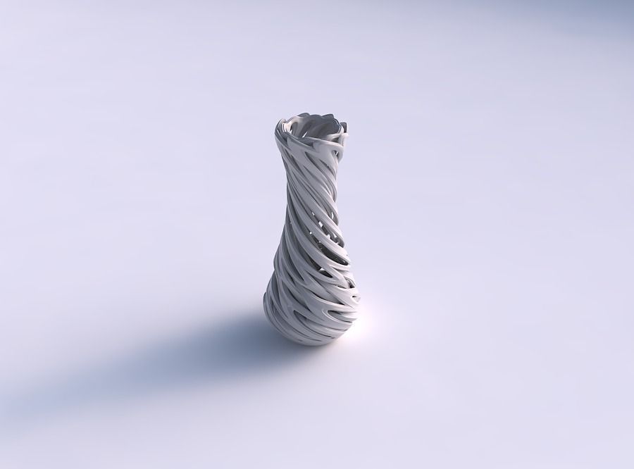 vaso estreito esférica inferior chanfrado entrelaçamento de linhas muito torcidos a casa torcida decoração 3D print model - Mito3D