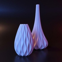 vase océan vague pot poterie fleur décor accueil maison salon impression imprimé décoration porcelaine plante général décoratif ensemble 2 géométrique moderne 3d print model - Mito3D