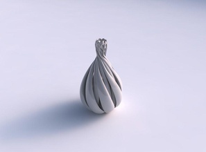vase onion shape twisted lines long neck house decor 3d print model - Mito3D