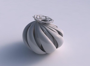 vase Zwiebel Form verdrillte Leitungen gequetscht, gestreckt oben in die Ecke Haus twisted Linien gepresste top Dekor 3d print model - Mito3D