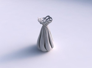 vase Zwiebel Form twisted-Linien gestreckt wellig top Haus twisted Linien Dekor 3d print model - Mito3D