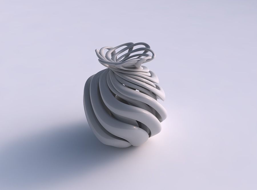 vase onion shape twisted lines wavy top house decor 3D print model - Mito3D