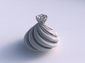 vase onion shape twisted lines wide middle house decor 3d print model - Mito3D