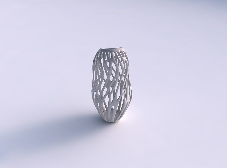 vase oval 2 twisted branches eccentric house decor 3D print model - Mito3D