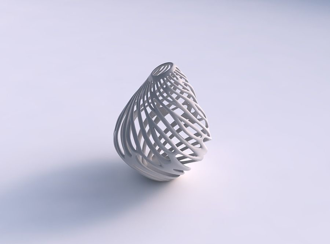 florero oval 2 retorcido ramas estirado esquina casa decoración 3D print model - Mito3D