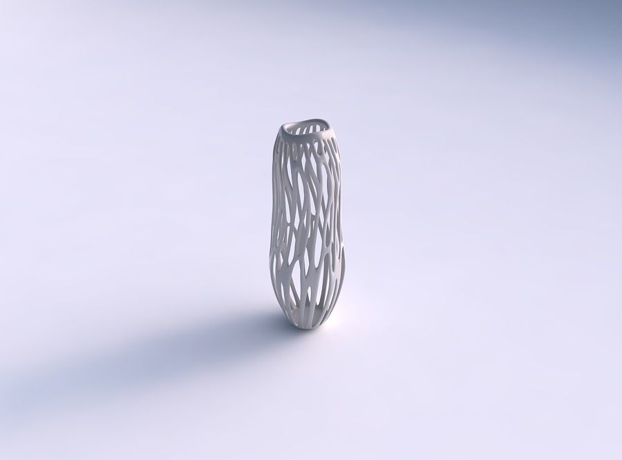 vase oval 2 verdrehte geäst gedehnt wellig haus dekor 3D print model - Mito3D