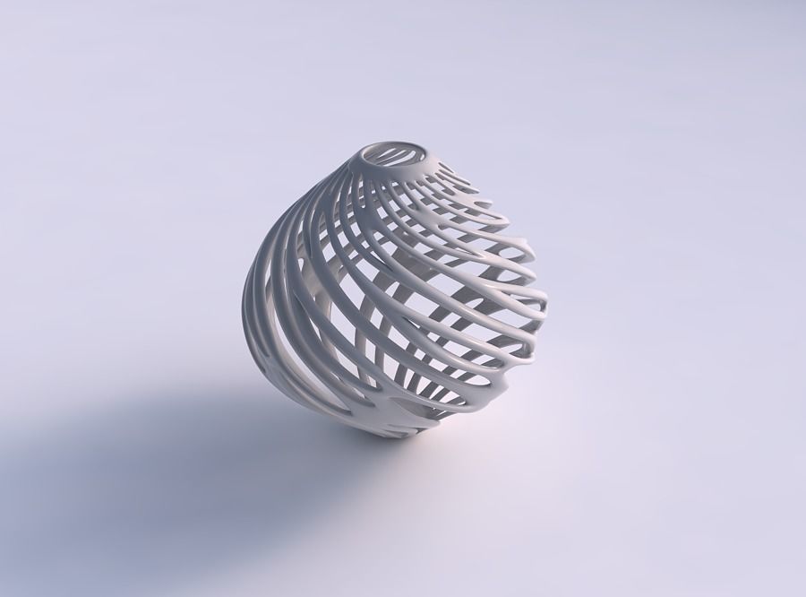 vase oval 2 verdrehten ästen verdreht, gequetscht Haus twisted Niederlassungen gepresste Dekor 3D print model - Mito3D