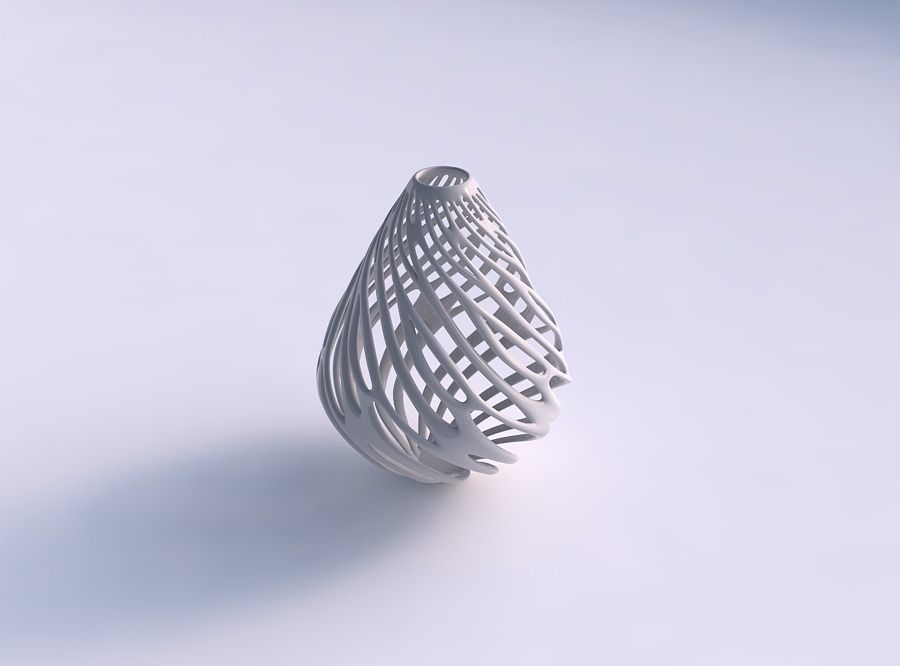 florero oval 2 retorcido ramas amplio medio casa decoración 3D print model - Mito3D