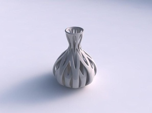 vase oval gequetscht Hals verschlingenden Linien verjüngten 2 Haus gepresste Verflechtung verjüngt werden Dekor 3d print model - Mito3D