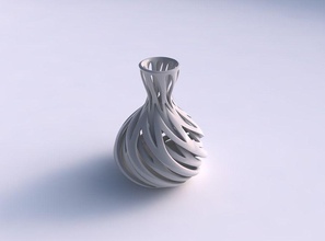 vase oval squeezed neck intertwining lines twisted tapered 2 house decor 3d print model - Mito3D
