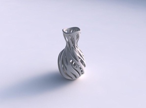 vase oval squeezed neck intertwining lines twisted wavy house decor 3d print model - Mito3D