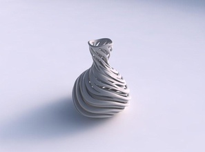 vazo oval hatları çok 2 dalgalı konik bükülmüş karışımı boyun sıkılmış ev iç içe geçmiş çizgiler dekor 3d print model - Mito3D
