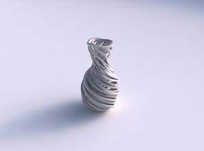 vase oval squeezed neck intertwining lines very twisted wavy house decor 3d print model - Mito3D